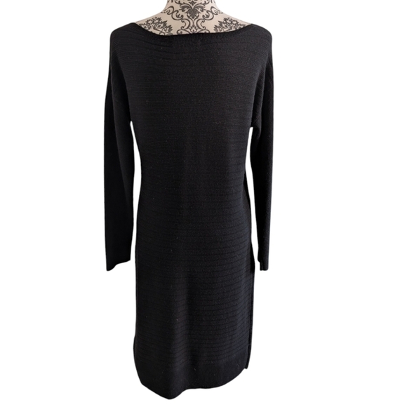 Banana Republic Wool-Cashmere Blend Ribbed Sweater Dress Black Women's Medium - Picture 4 of 14
